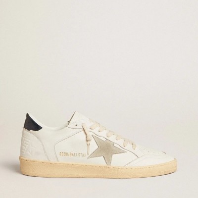 Golden Goose Ball Star Sneaker With Ice-Gray Suede Star And Blue Leather Heel Tab Golden Goose Ball Star Sneaker With Ice-Gray Suede Star And Blue Leather Heel Tab