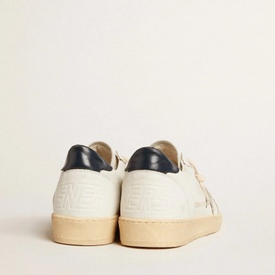 Golden Goose Ball Star Sneaker With Ice-Gray Suede Star And Blue Leather Heel Tab Golden Goose Ball Star Sneaker With Ice-Gray Suede Star And Blue Leather Heel Tab