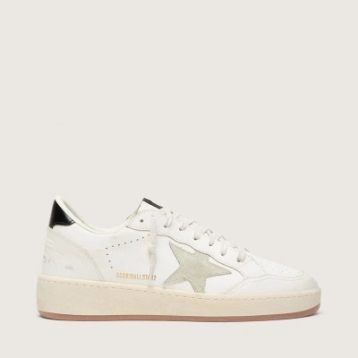 Golden Goose Ball Star Sneaker With Ice-Gray Suede Star And Glossy Black Leather Heel Tab Golden Goose Ball Star Sneaker With Ice-Gray Suede Star And Glossy Black Leather Heel Tab