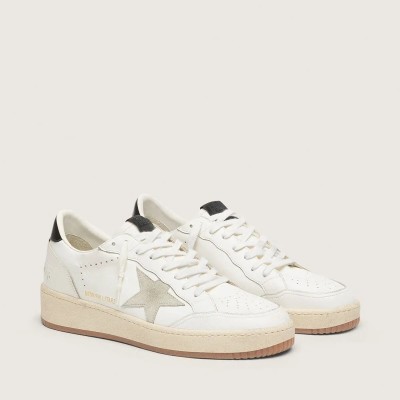 Golden Goose Ball Star Sneaker With Ice-Gray Suede Star And Glossy Black Leather Heel Tab