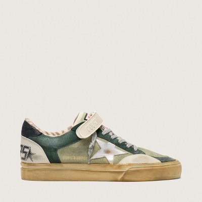 Golden Goose Ball Star Lab Sneaker In Green Suede With Silver Leather Star And Black Suede Heel Tab Golden Goose Ball Star Lab Sneaker In Green Suede With Silver Leather Star And Black Suede Heel Tab
