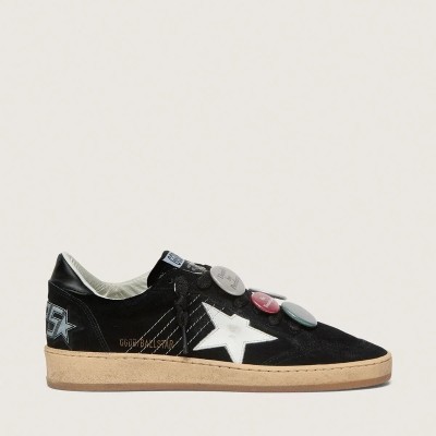 Golden Goose Ball Star Ltd Sneaker In Black Suede With Skins Golden Goose Ball Star Ltd Sneaker In Black Suede With Skins
