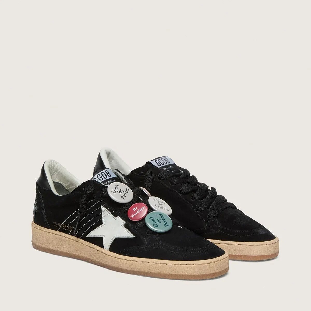 Golden Goose Ball Star Ltd Sneaker In Black Suede With Skins Golden Goose Ball Star Ltd Sneaker In Black Suede With Skins
