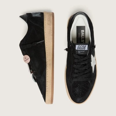 Golden Goose Ball Star Ltd Sneaker In Black Suede With Skins Golden Goose Ball Star Ltd Sneaker In Black Suede With Skins