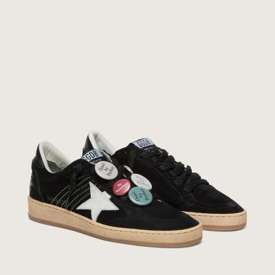 Golden Goose Ball Star Ltd Sneaker In Black Suede With Skins