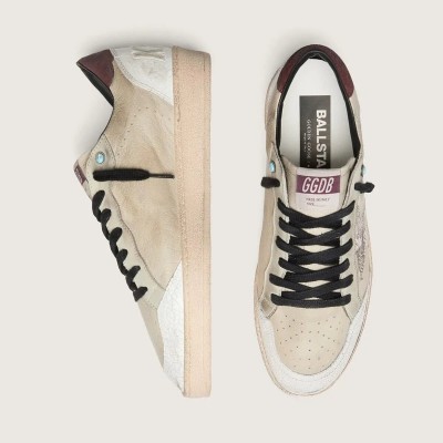 Golden Goose Ball Star Ltd Sneaker In Cream Leather With Snake-Print Star