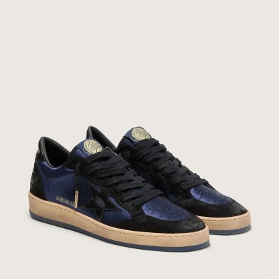 Golden Goose Ball Star Ltd Sneaker In Dark Blue And Black Suede With Black Star