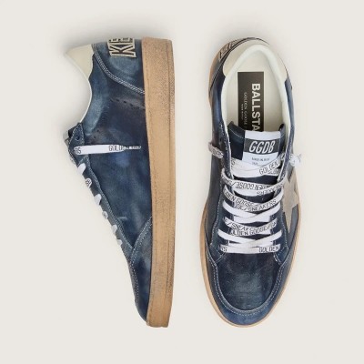 Golden Goose Ball Star Ltd Sneaker In Dark Blue Leather With Beige Suede Star Golden Goose Ball Star Ltd Sneaker In Dark Blue Leather With Beige Suede Star