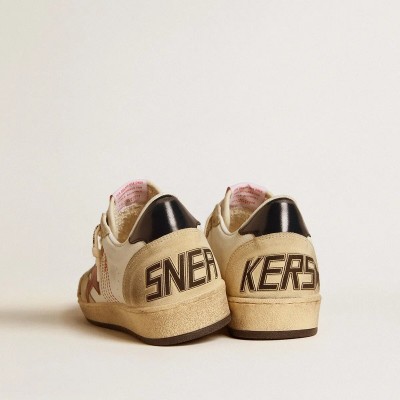 Golden Goose Ball Star Ltd Sneaker In Nappa Leather With Red Leather Star And Leather Heel Tab Golden Goose Ball Star Ltd Sneaker In Nappa Leather With Red Leather Star And Leather Heel Tab