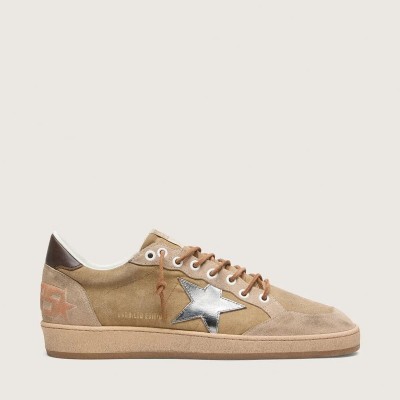 Golden Goose Ball Star Ltd Sneaker In Tobacco Suede With Silver Star Golden Goose Ball Star Ltd Sneaker In Tobacco Suede With Silver Star