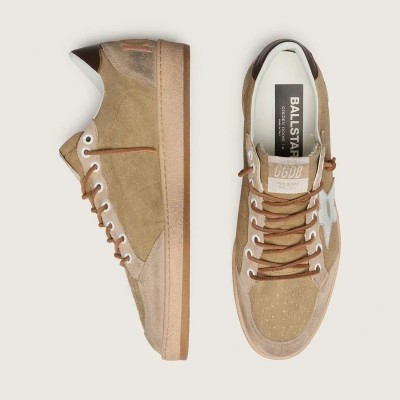 Golden Goose Ball Star Ltd Sneaker In Tobacco Suede With Silver Star Golden Goose Ball Star Ltd Sneaker In Tobacco Suede With Silver Star