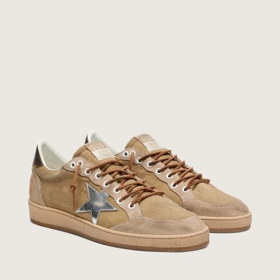 Golden Goose Ball Star Ltd Sneaker In Tobacco Suede With Silver Star