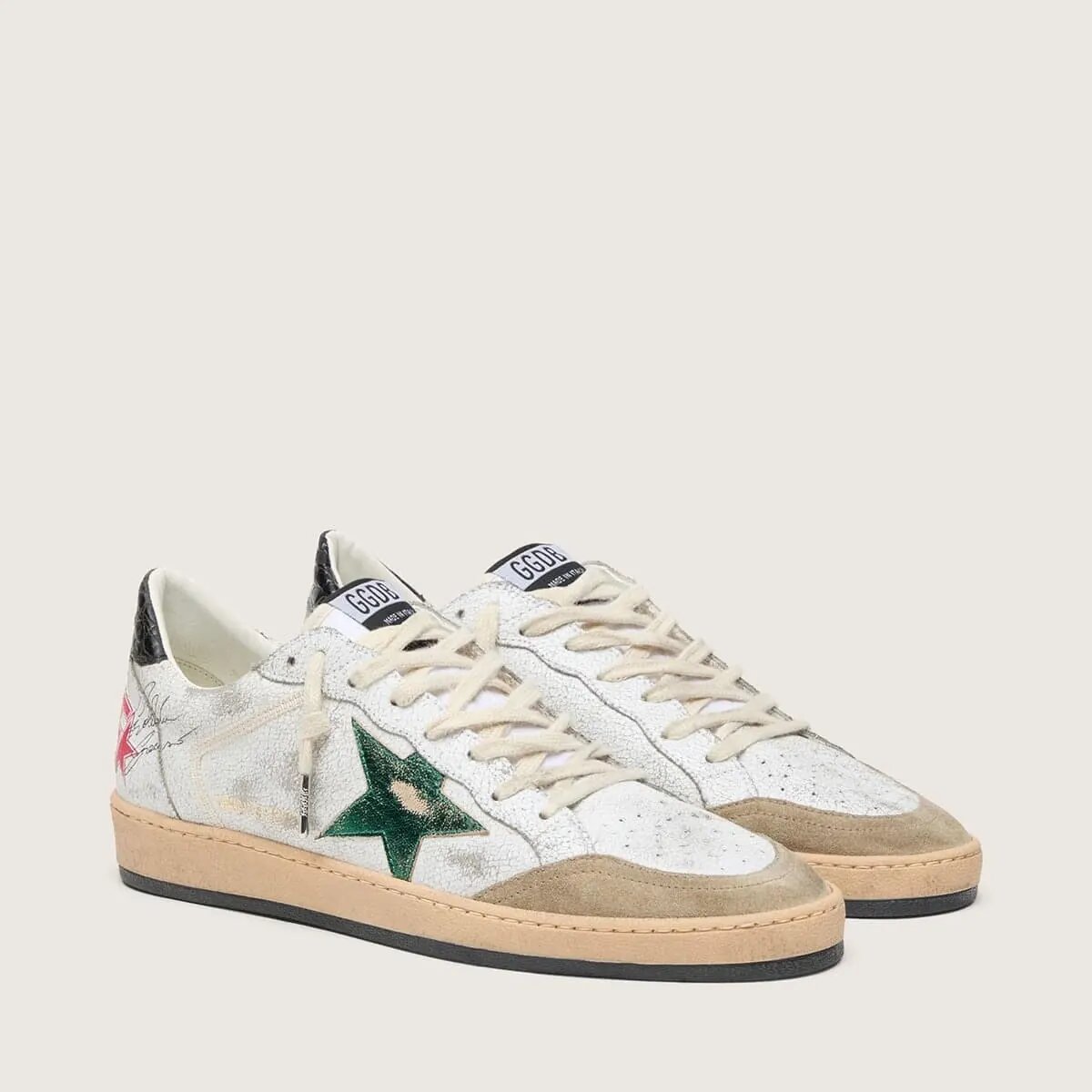 Golden Goose Ball Star Sneaker With Metallic Leather Star And Gray Leather Heel Tab Golden Goose Ball Star Sneaker With Metallic Leather Star And Gray Leather Heel Tab