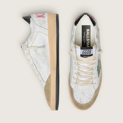 Golden Goose Ball Star Sneaker With Metallic Leather Star And Gray Leather Heel Tab Golden Goose Ball Star Sneaker With Metallic Leather Star And Gray Leather Heel Tab