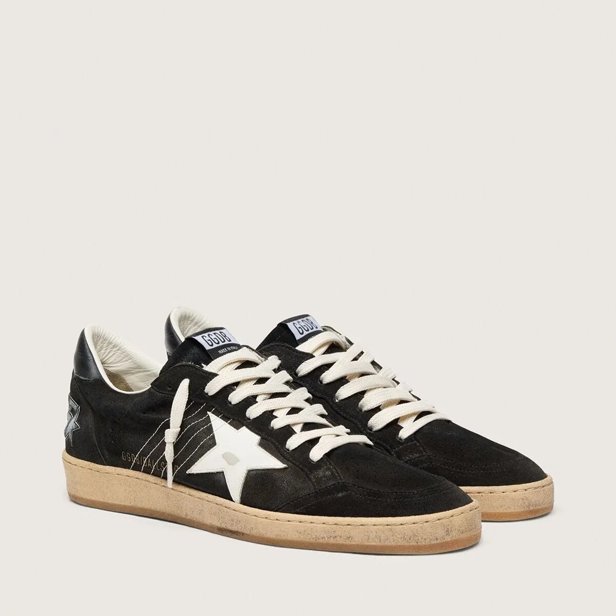 Golden Goose Ball Star Sneaker In Black Suede With White Leather Star Golden Goose Ball Star Sneaker In Black Suede With White Leather Star