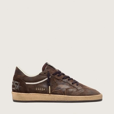 Golden Goose Ball Star Sneaker In Brown Suede With Brown Leather Star And Heel Tab Golden Goose Ball Star Sneaker In Brown Suede With Brown Leather Star And Heel Tab