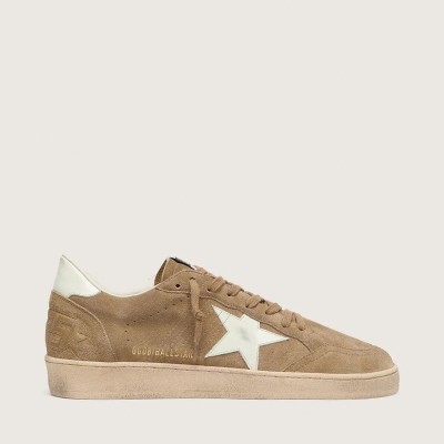 Golden Goose Ball Star Sneaker In Brown Suede With White Leather Star