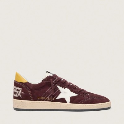 Golden Goose Ball Star Sneaker In Chocolate Nubuck With Leather Star And Heel Tab Golden Goose Ball Star Sneaker In Chocolate Nubuck With Leather Star And Heel Tab