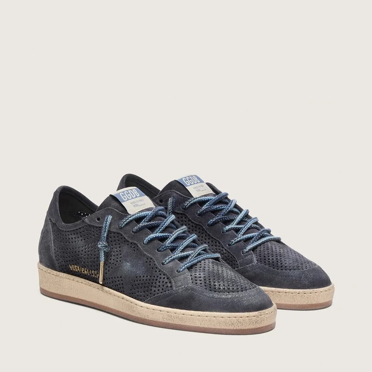 Golden Goose Ball Star Sneaker In Dark Blue Perforated Suede With Dark Blue Suede Star Golden Goose Ball Star Sneaker In Dark Blue Perforated Suede With Dark Blue Suede Star