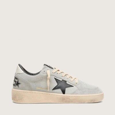 Golden Goose Ball Star Sneaker In Gray Suede With Black Leather Star Golden Goose Ball Star Sneaker In Gray Suede With Black Leather Star