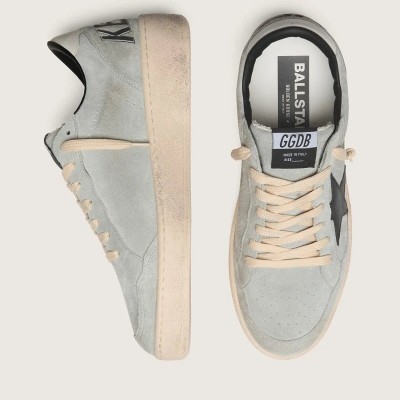 Golden Goose Ball Star Sneaker In Gray Suede With Black Leather Star Golden Goose Ball Star Sneaker In Gray Suede With Black Leather Star