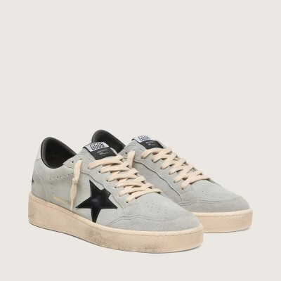 Golden Goose Ball Star Sneaker In Gray Suede With Black Leather Star Golden Goose Ball Star Sneaker In Gray Suede With Black Leather Star