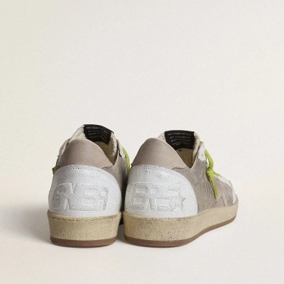 Golden Goose Ball Star Sneaker In Gray Suede With Old Rose Suede Star And Beige Leather Heel Tab Golden Goose Ball Star Sneaker In Gray Suede With Old Rose Suede Star And Beige Leather Heel Tab