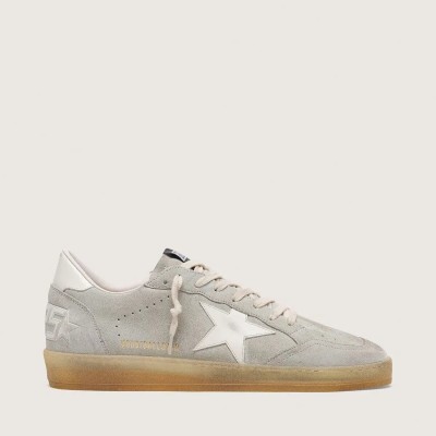 Golden Goose Ball Star Sneaker In Light Gray Suede With White Leather Star
