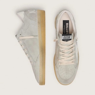 Golden Goose Ball Star Sneaker In Light Gray Suede With White Leather Star