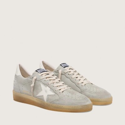 Golden Goose Ball Star Sneaker In Light Gray Suede With White Leather Star Golden Goose Ball Star Sneaker In Light Gray Suede With White Leather Star