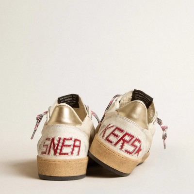 Golden Goose Ball Star Sneaker In Nappa Leather With Blue Suede Star And Platinum Leather Heel Tab Golden Goose Ball Star Sneaker In Nappa Leather With Blue Suede Star And Platinum Leather Heel Tab