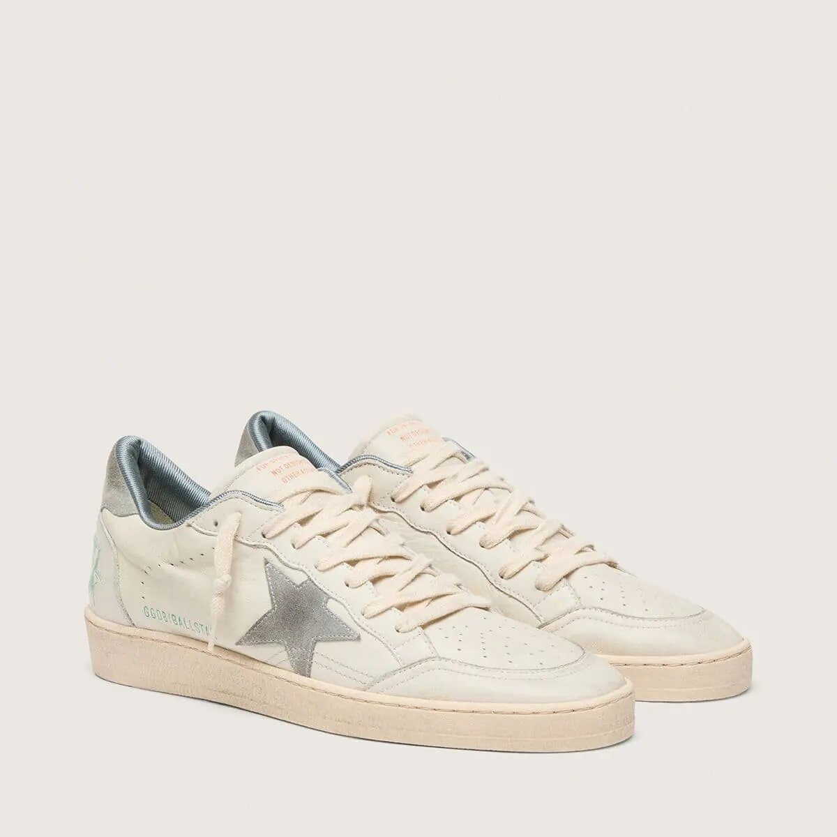 Golden Goose Ball Star Sneaker In Nappa Leather With Gray Suede Star And Heel Tab Golden Goose Ball Star Sneaker In Nappa Leather With Gray Suede Star And Heel Tab