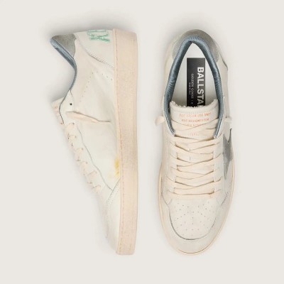 Golden Goose Ball Star Sneaker In Nappa Leather With Gray Suede Star And Heel Tab Golden Goose Ball Star Sneaker In Nappa Leather With Gray Suede Star And Heel Tab