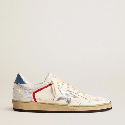 Golden Goose Ball Star Sneaker In Nappa And Mesh With Silver Metallic Leather Star Golden Goose Ball Star Sneaker In Nappa And Mesh With Silver Metallic Leather Star