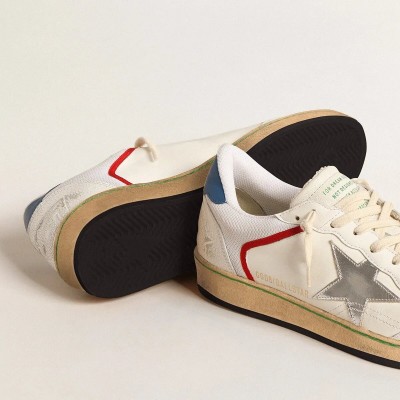 Golden Goose Ball Star Sneaker In Nappa And Mesh With Silver Metallic Leather Star Golden Goose Ball Star Sneaker In Nappa And Mesh With Silver Metallic Leather Star