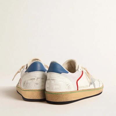 Golden Goose Ball Star Sneaker In Nappa And Mesh With Silver Metallic Leather Star Golden Goose Ball Star Sneaker In Nappa And Mesh With Silver Metallic Leather Star