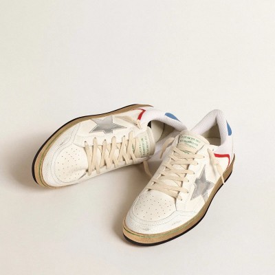 Golden Goose Ball Star Sneaker In Nappa And Mesh With Silver Metallic Leather Star Golden Goose Ball Star Sneaker In Nappa And Mesh With Silver Metallic Leather Star