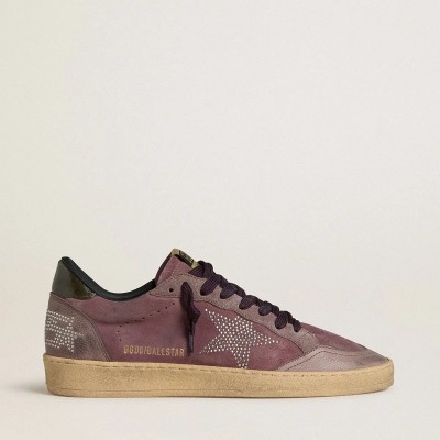 Golden Goose Ball Star Sneaker In Purple Suede With Star Sneaker With Silver Studs And Black Naplak Heel Tab Golden Goose Ball Star Sneaker In Purple Suede With Star Sneaker With Silver Studs And Black Naplak Heel Tab