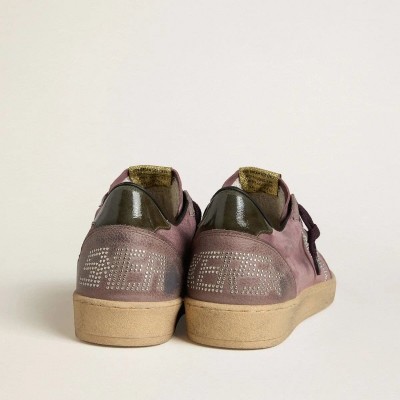 Golden Goose Ball Star Sneaker In Purple Suede With Star Sneaker With Silver Studs And Black Naplak Heel Tab Golden Goose Ball Star Sneaker In Purple Suede With Star Sneaker With Silver Studs And Black Naplak Heel Tab