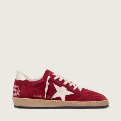 Golden Goose Ball Star Sneaker In Red Suede With White Star