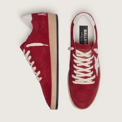 Golden Goose Ball Star Sneaker In Red Suede With White Star