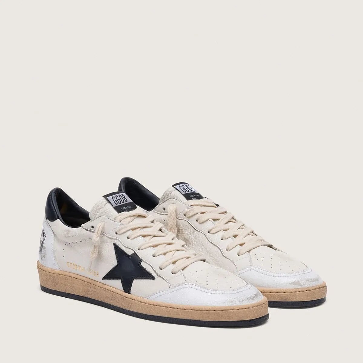 Golden Goose Ball Star Sneaker In White Nappa With Black Star Golden Goose Ball Star Sneaker In White Nappa With Black Star
