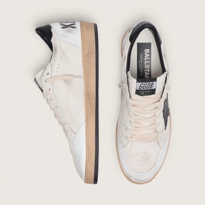 Golden Goose Ball Star Sneaker In White Nappa With Black Star Golden Goose Ball Star Sneaker In White Nappa With Black Star