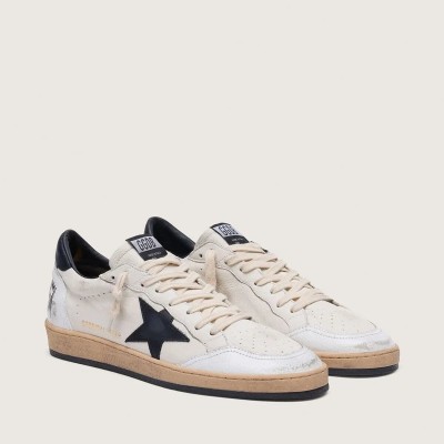 Golden Goose Ball Star Sneaker In White Nappa With Black Star Golden Goose Ball Star Sneaker In White Nappa With Black Star