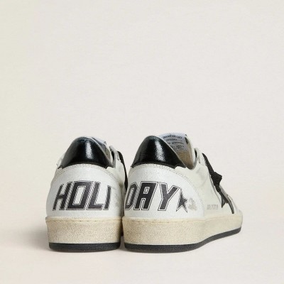 Golden Goose Ball Star Wishes Sneaker In Nappa With Black Naplak Star And Heel Tab Golden Goose Ball Star Wishes Sneaker In Nappa With Black Naplak Star And Heel Tab