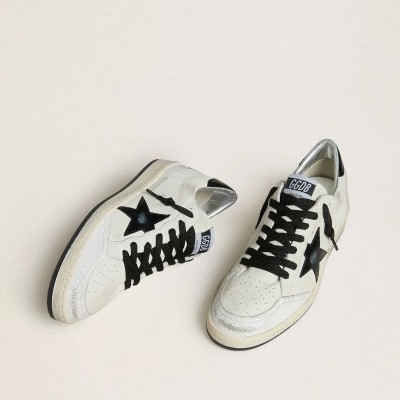Golden Goose Ball Star Wishes Sneaker In Nappa With Black Naplak Star And Heel Tab