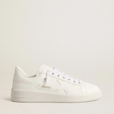 Golden Goose Bio-Based Purestar Sneaker With White Star And Heel Tab Golden Goose Bio-Based Purestar Sneaker With White Star And Heel Tab