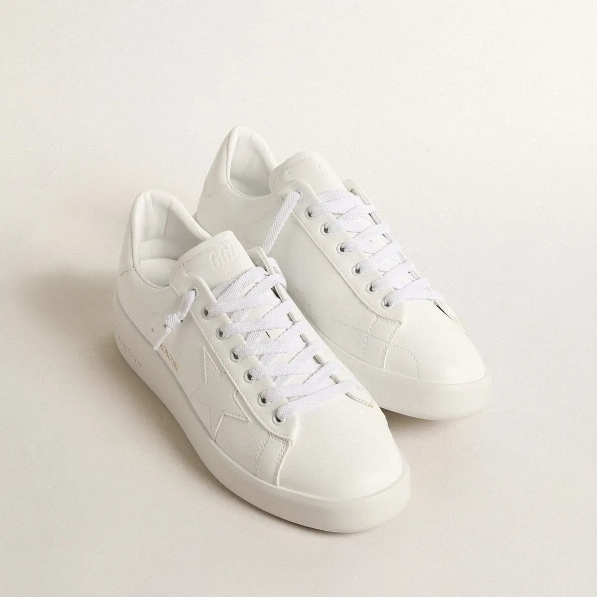 Golden Goose Bio-Based Purestar Sneaker With White Star And Heel Tab Golden Goose Bio-Based Purestar Sneaker With White Star And Heel Tab