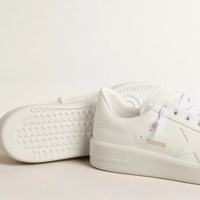 Golden Goose Bio-Based Purestar Sneaker With White Star And Heel Tab Golden Goose Bio-Based Purestar Sneaker With White Star And Heel Tab