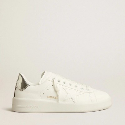 Golden Goose Bio-Based Purestar Sneaker With White Star And Mirror-Effect Heel Tab Golden Goose Bio-Based Purestar Sneaker With White Star And Mirror-Effect Heel Tab